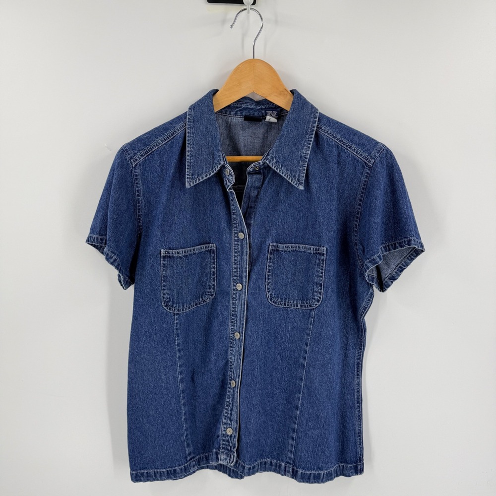 GAP Denim Shirt Blue XL Short Sleeve Button Up Vintage Y2K 90s Country Western